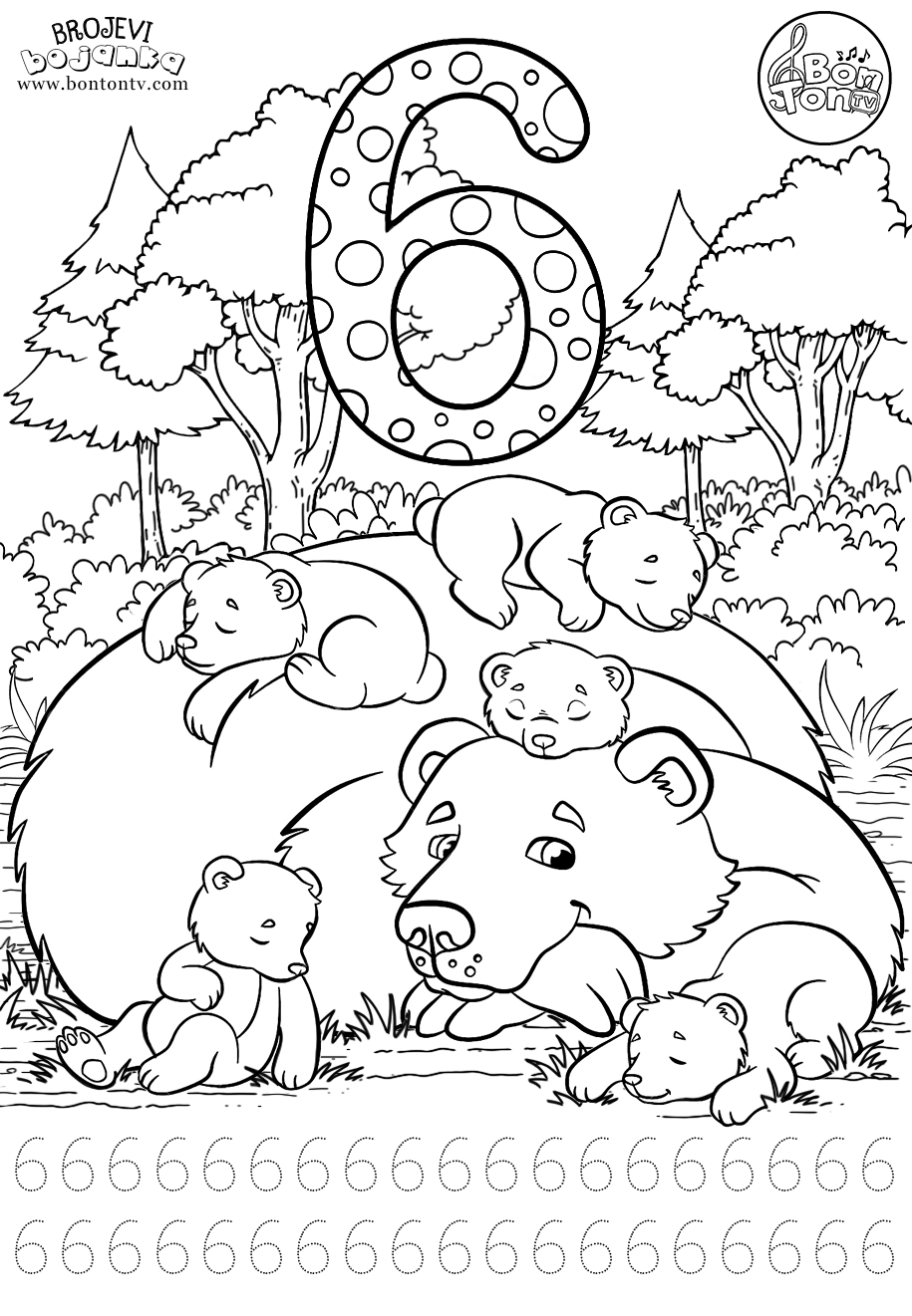 Broj 6 - �est - Brojevi od 1 do 10 - Number 6 - six  - Numbers 1-10 for kids