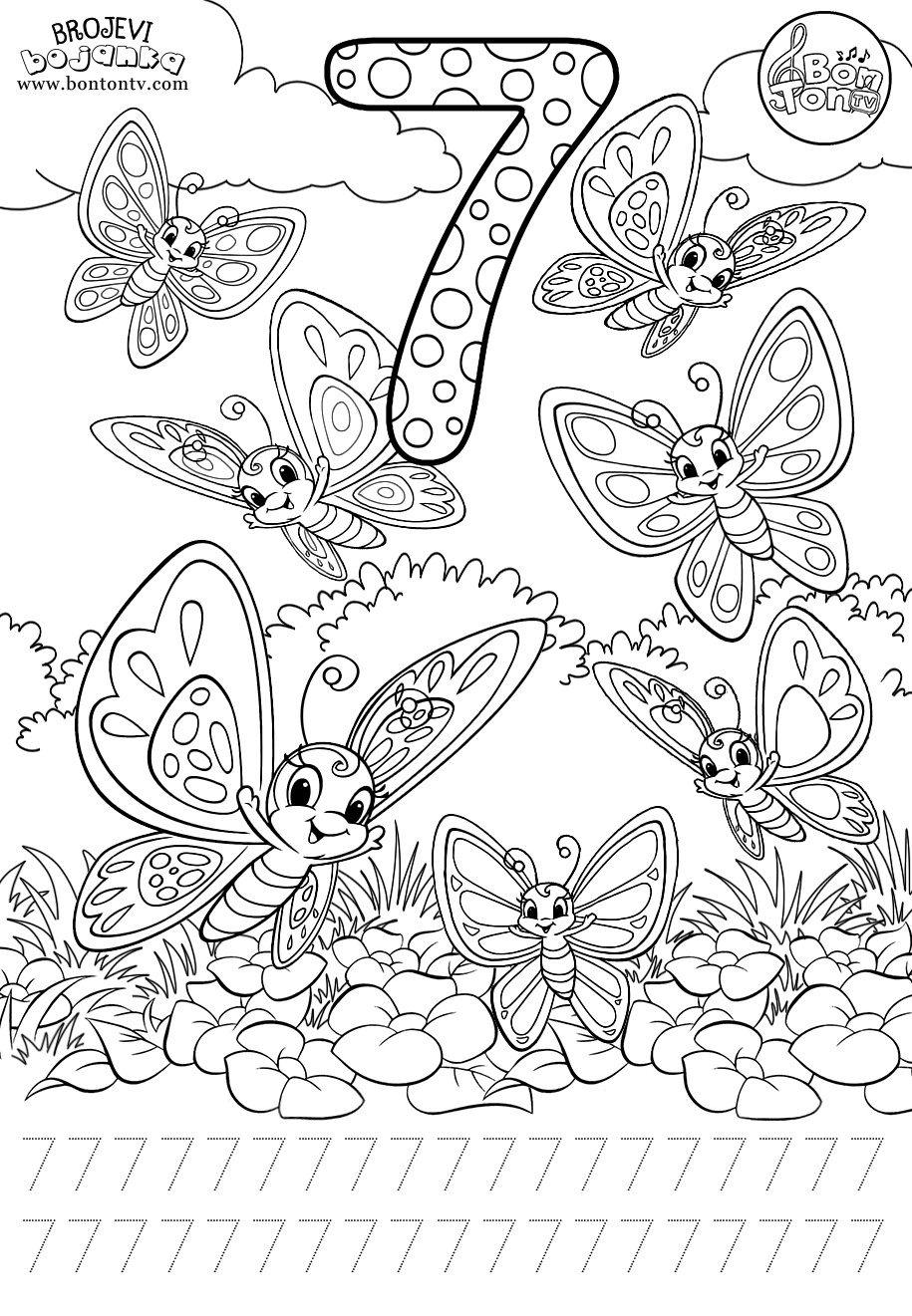 Broj 7 - sedam - Brojevi od 1 do 10 - Number 7 - seven  - Numbers 1-10 for kids