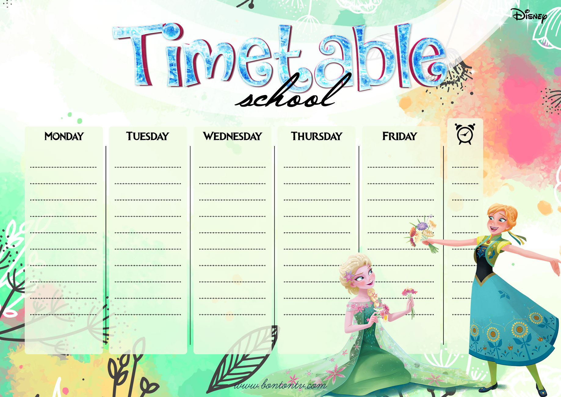 TIMETABLE FROZEN Anna and Elsa BonTon TV