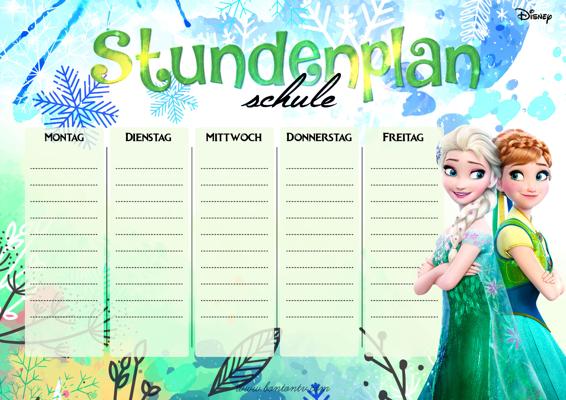 STUNDENPLAN FROZEN Anna und Elsa BonTon TV