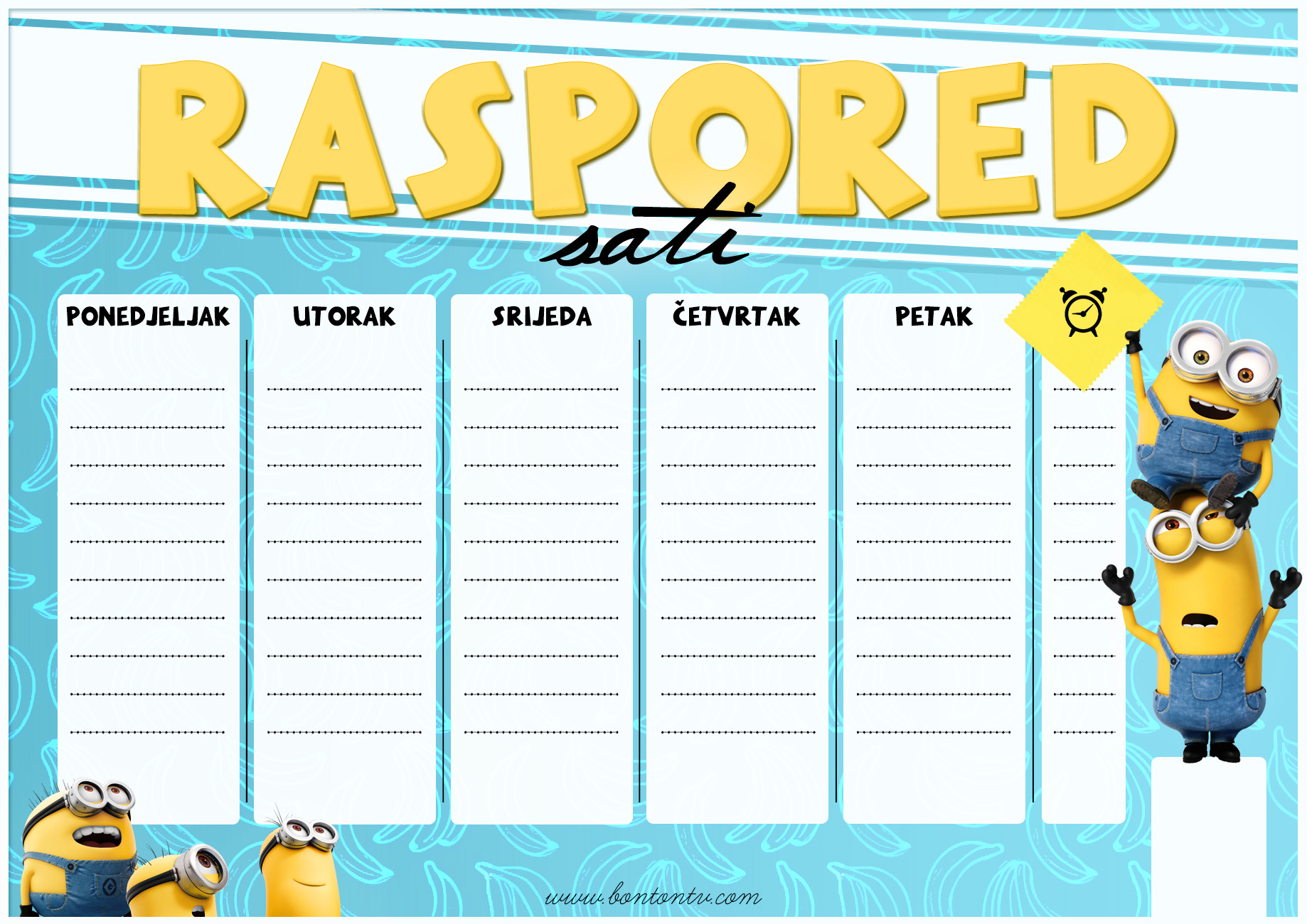 Raspored sati - minions - minioni - BonTon TV